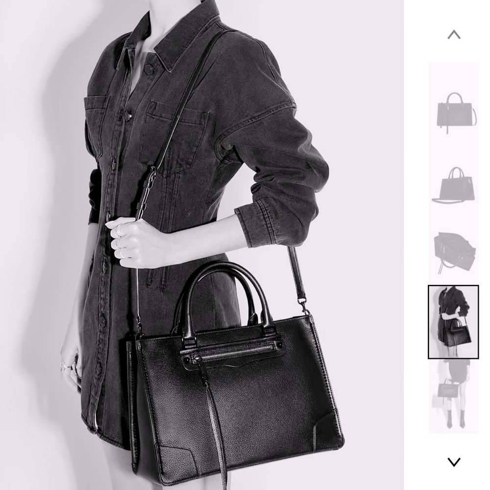 Brand New w/tags $328 Rebecca Minkoff Regan Satchel Tote black leather Shoulder